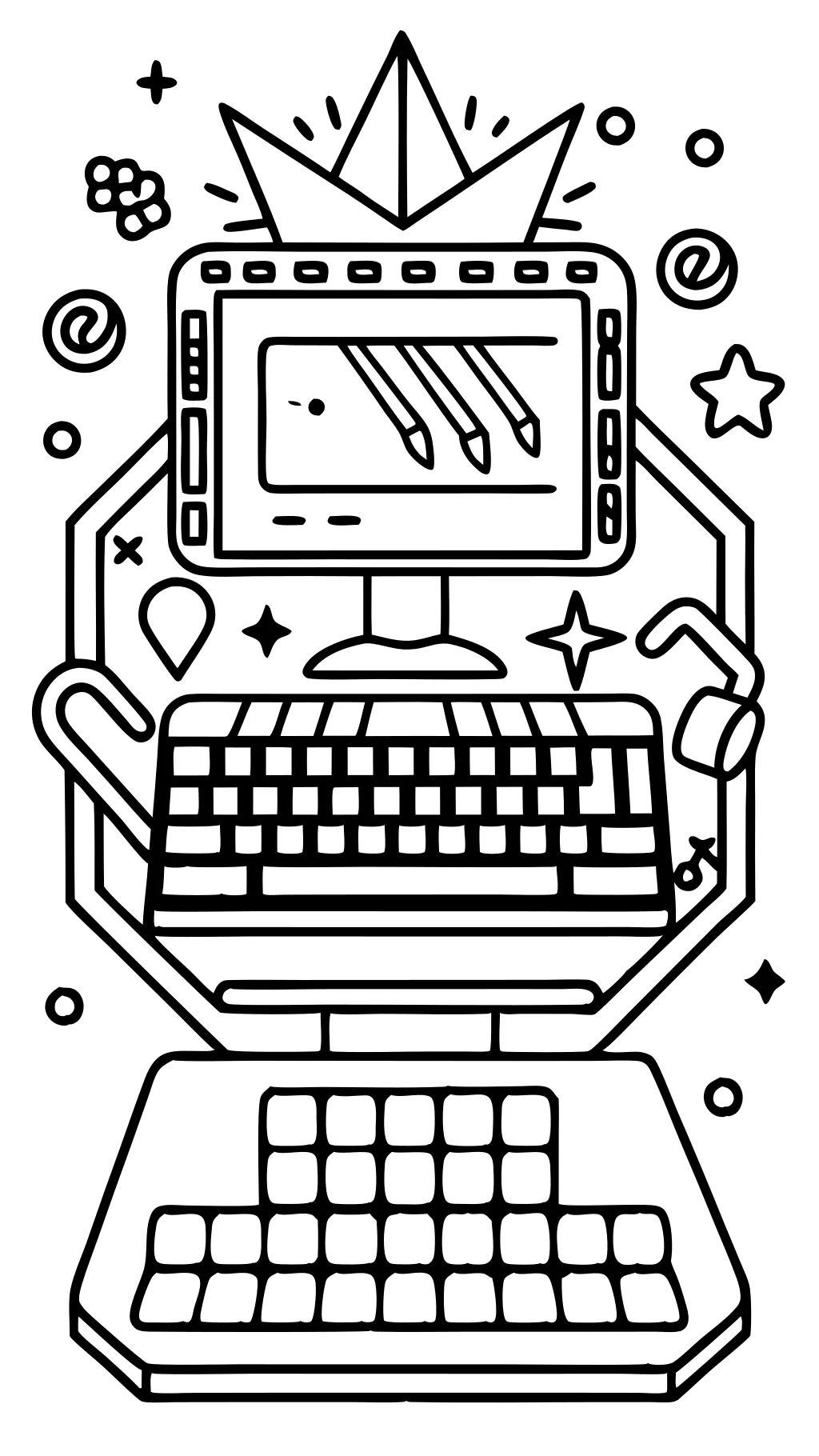 computer keyboard coloring page